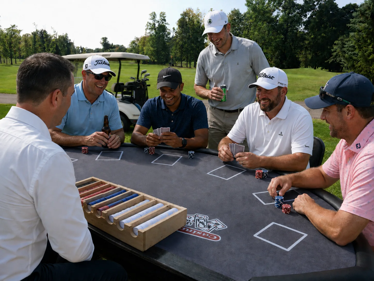 Table de poker extérieure pour une activité spéciale sur un terrain de golf